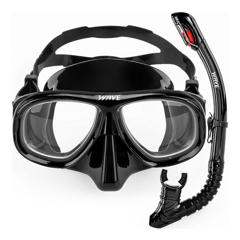 Wave Prescription Myopia Snorkeling Dive Mask Top Dry Snorkel Set Adul