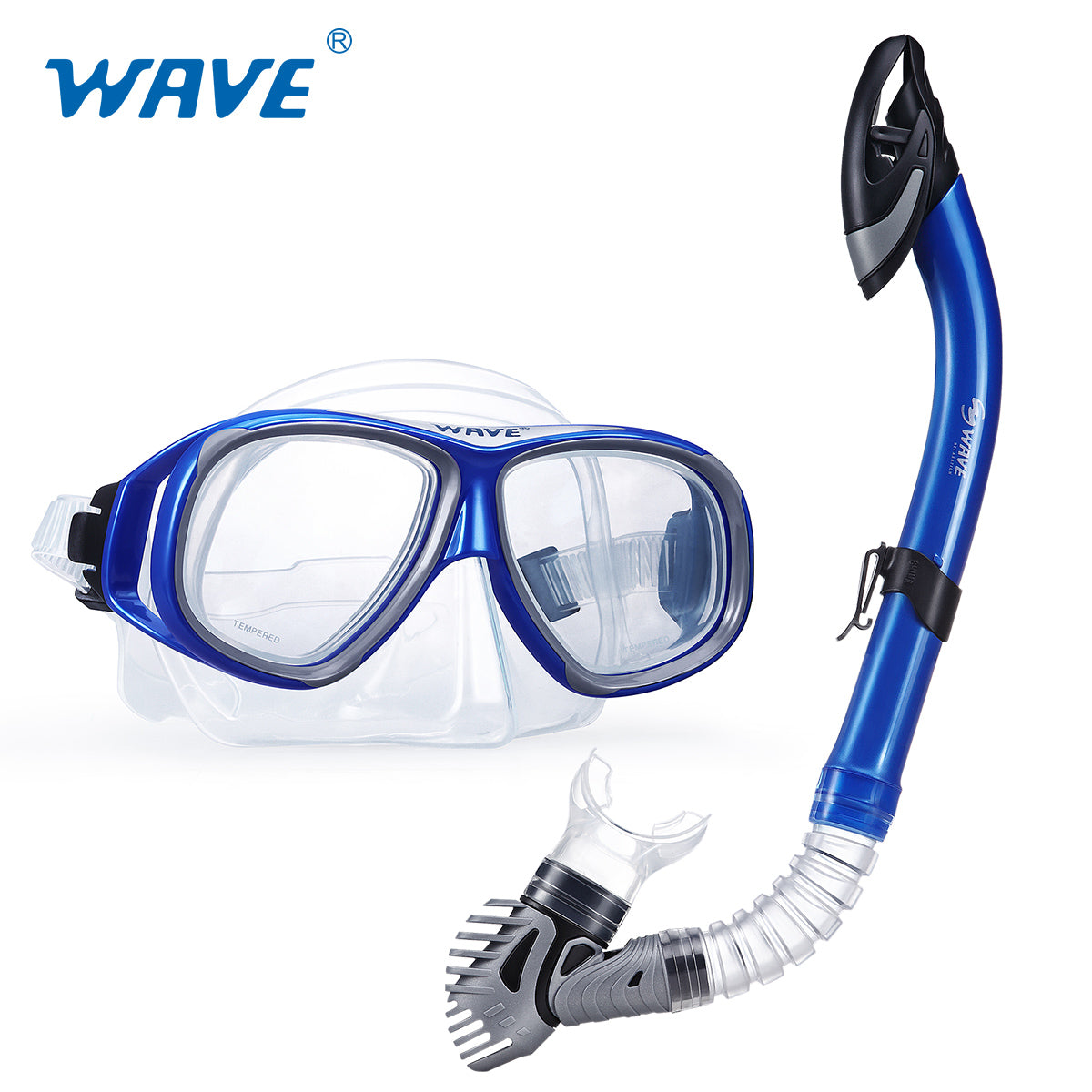 swimming goggles with snorkel Prescription Swim Diving Mask Dry Snorkel Set Adult Blue Goggles Myopia Nearsighted