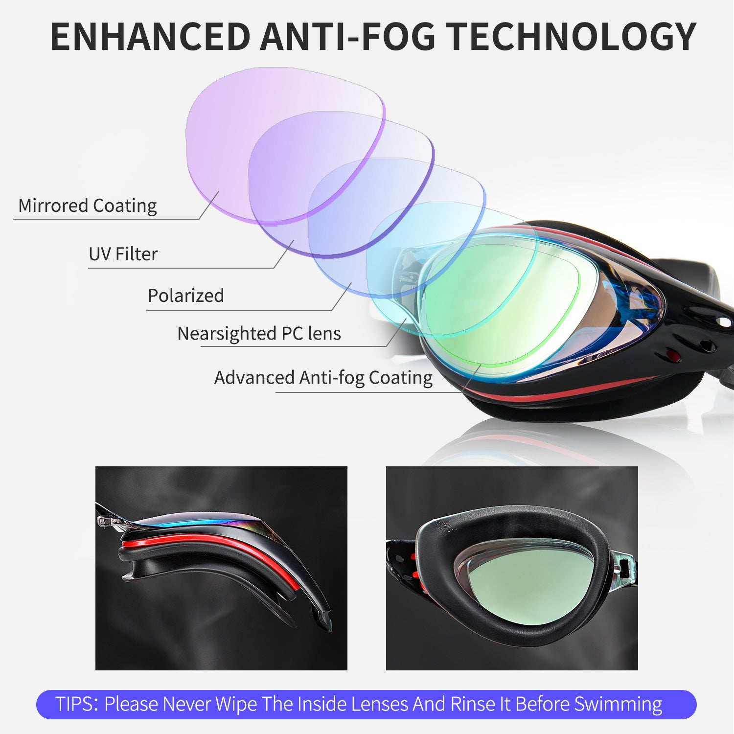 swimming goggles with degree Wave Prescription Nearsighted Myopia Swim Goggles Glasses Degree Adult