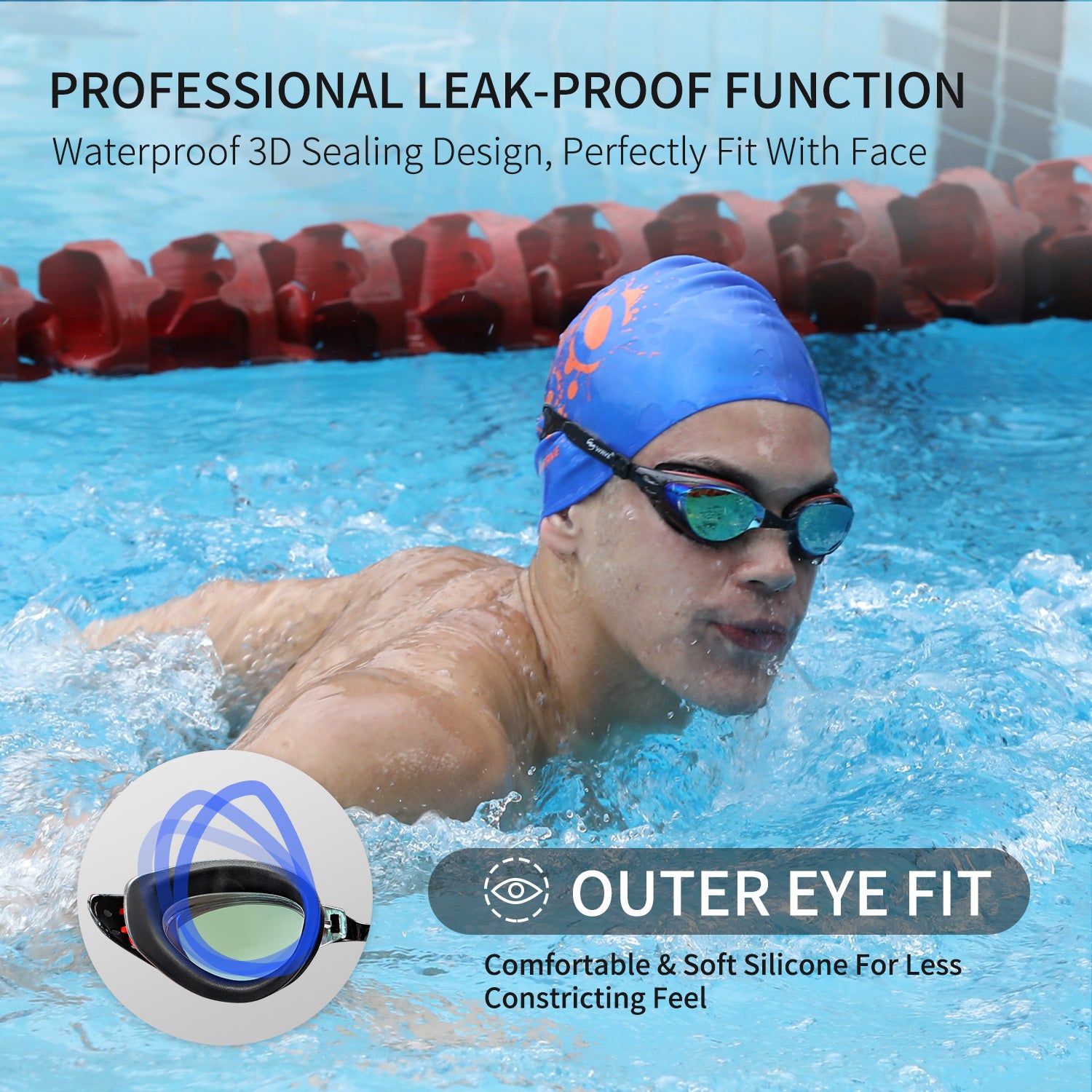 Wave Prescription Nearsighted Myopia Swim Goggles Glasses Degree Adult