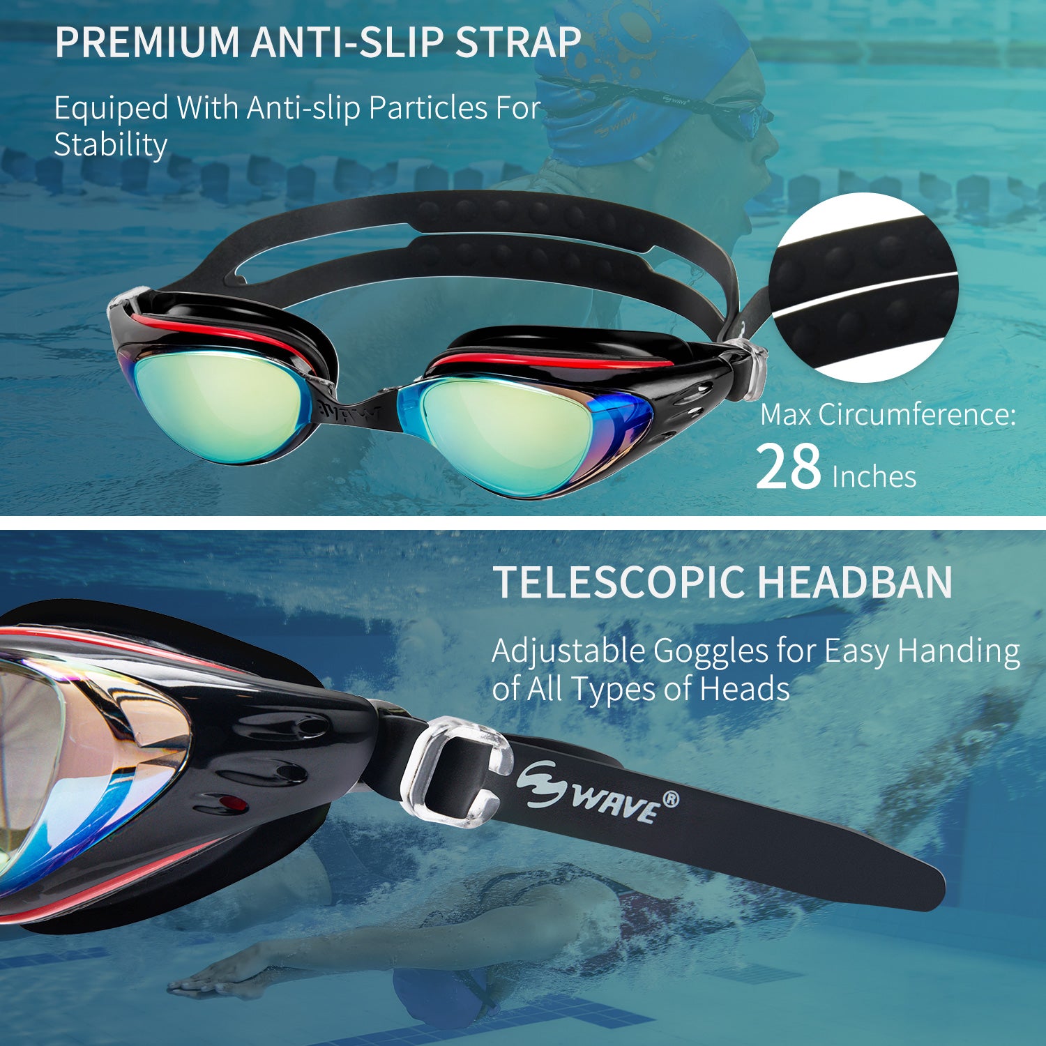 Wave Prescription Nearsighted Myopia Swim Goggles Glasses Degree Adult