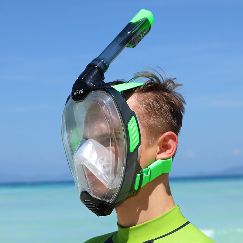 Wave Diving Mask Anti Fog Full Face Snorkel Mask Dry Top System 180 De